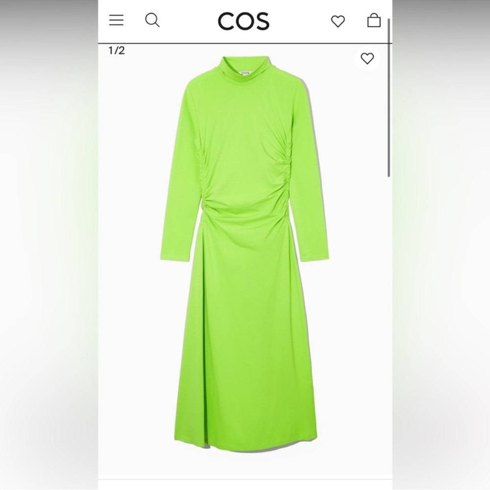 COS lime neon green midi dress like new